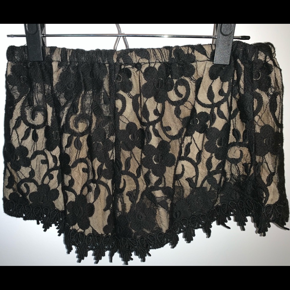 Black lace with tan lining lace shorts